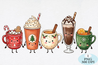 Cute Christmas Holiday Drinks PNG