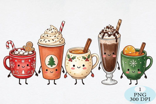 Cute Christmas Holiday Drinks PNG