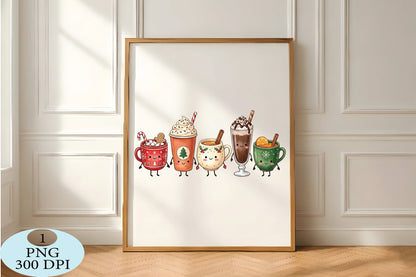 Cute Christmas Holiday Drinks PNG