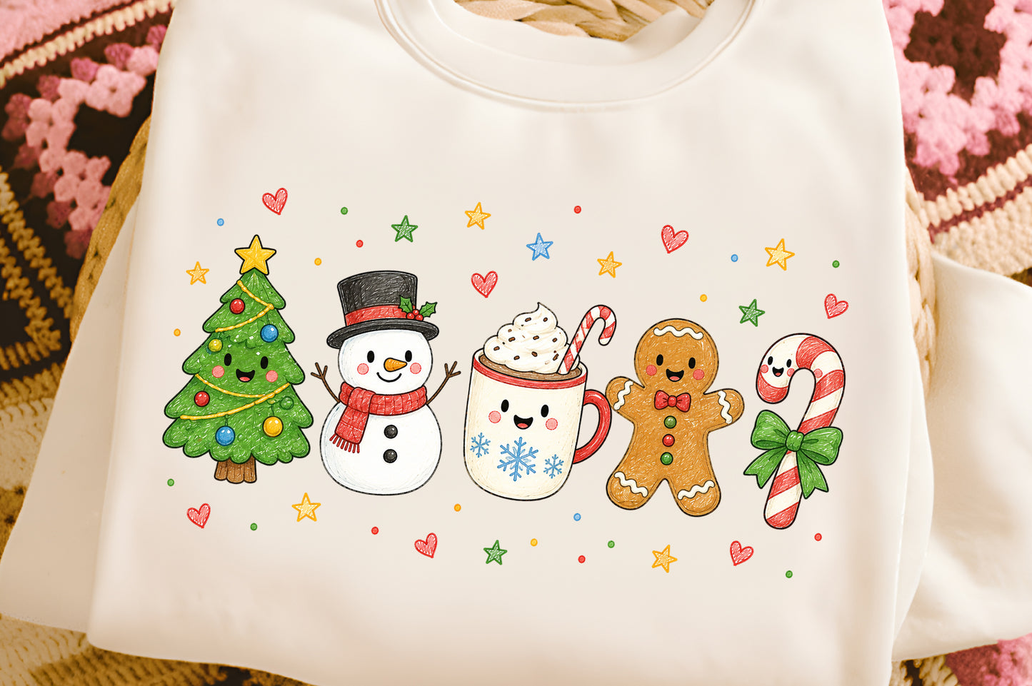 Cute Christmas Kawaii PNG Bundle, Hand Drawn Holiday Baking & Winter Sublimation Designs