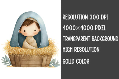 Cute Christmas Nativity Clipart PNG – Religious Christmas Designs
