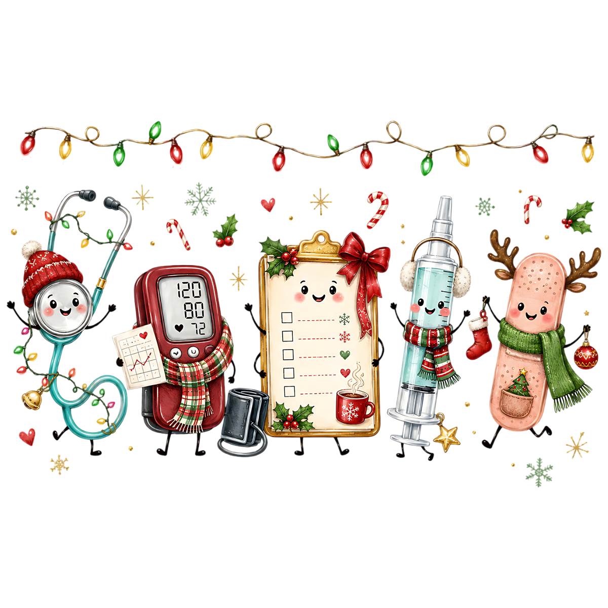 Cute Christmas Nurse Tools PNG