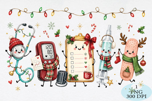 Cute Christmas Nurse Tools PNG