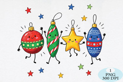 Cute Christmas Ornament Friends PNG
