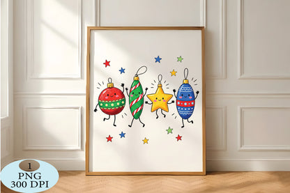 Cute Christmas Ornament Friends PNG