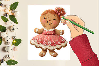 Cute Christmas Girly Gingerbread Clipart PNG