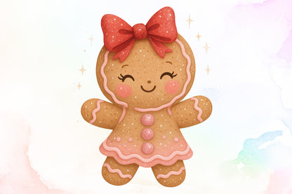Cute Christmas Girly Gingerbread PNG Commercial Use