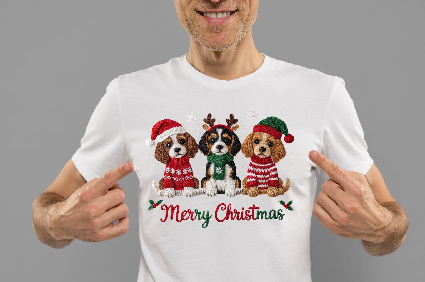 Cute Crochet Christmas Puppies PNG Sublimation