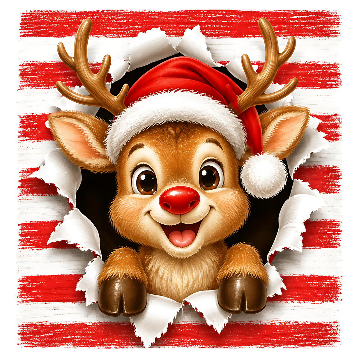 Cute Christmas Reindeer Santa PNG
