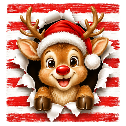 Cute Christmas Reindeer Santa PNG