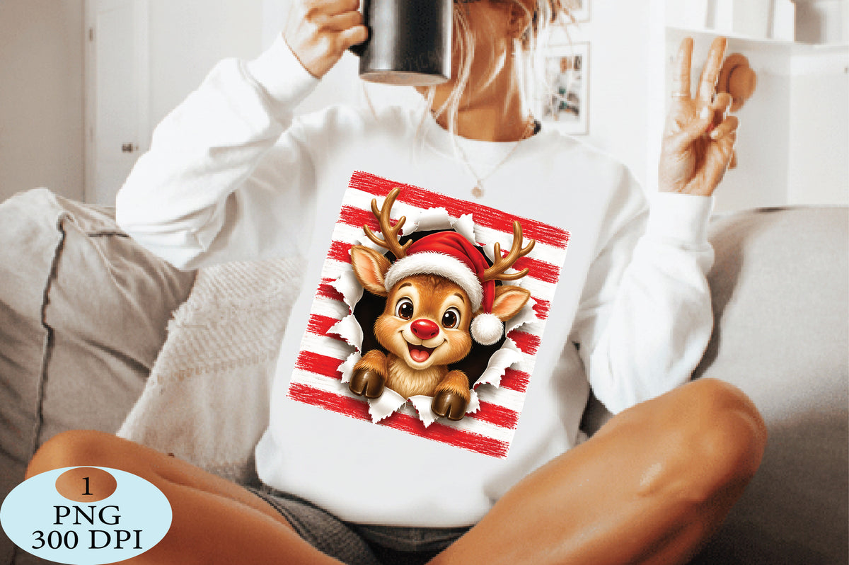 Cute Christmas Reindeer Santa PNG