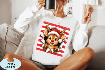 Cute Christmas Reindeer Santa PNG