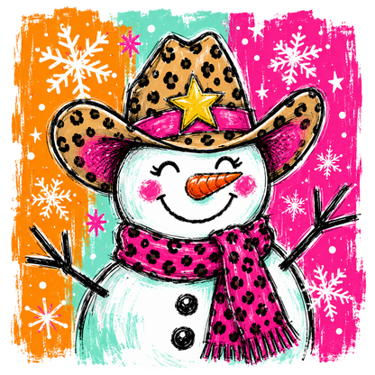 Cute Christmas Snowman PNG, Leopard Print Snowman Holiday Sublimation Design