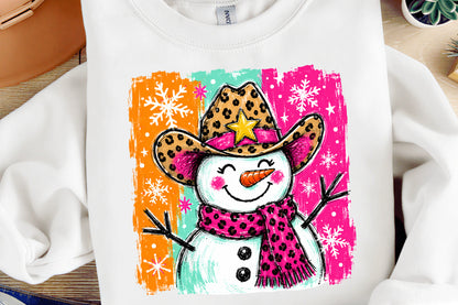 Cute Christmas Snowman PNG, Leopard Print Snowman Holiday Sublimation Design