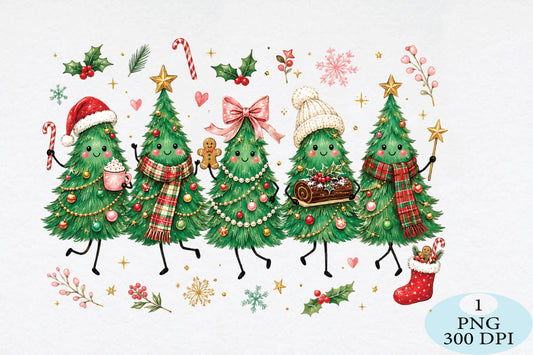Cute Christmas Tree Family PNG