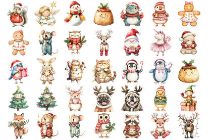Cute Chubby Christmas Clipart PNG Bundle Commercial Use