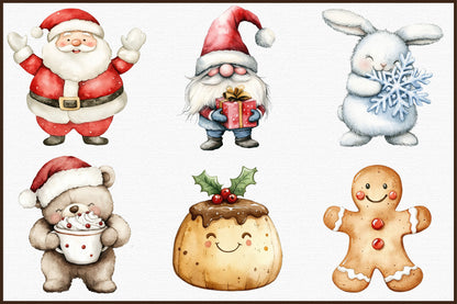 Cute Chubby Christmas Clipart PNG Bundle Commercial Use
