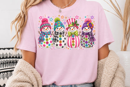 Cute Colorful Snowman Christmas PNG Winter Snowmen Hat Scarf Sublimation