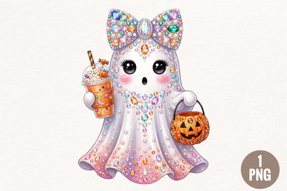 Cute Coquette Halloween Ghost PNG