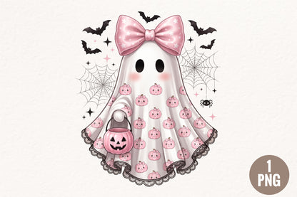 Cute Pink Coquette Ghost PNG