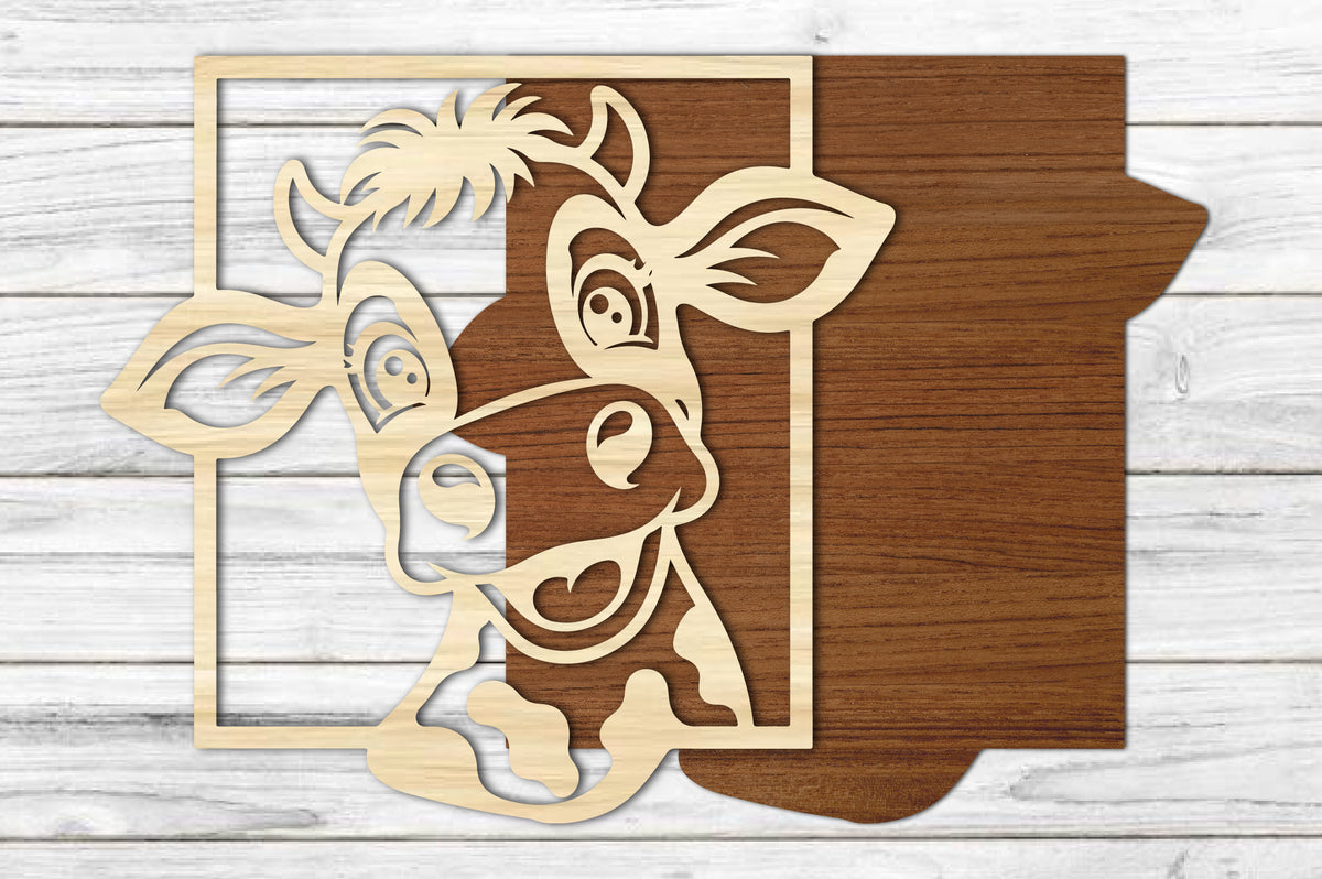 Cute Cow Laser Cut SVG | Farmhouse Cow Wall Art Cut File