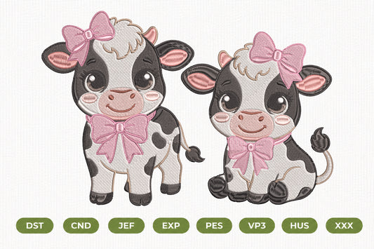 Cute Cow Machine Embroidery Design