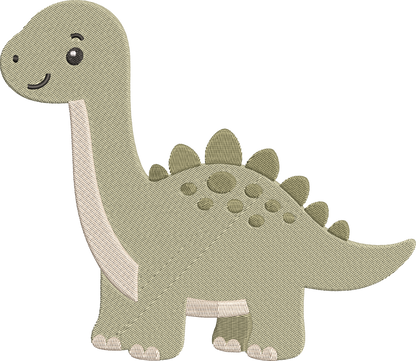 Cute Dino Embroidery Design – Adorable Dinosaur Machine Embroidery Pattern, Fun Prehistoric Animal Embroidery Design