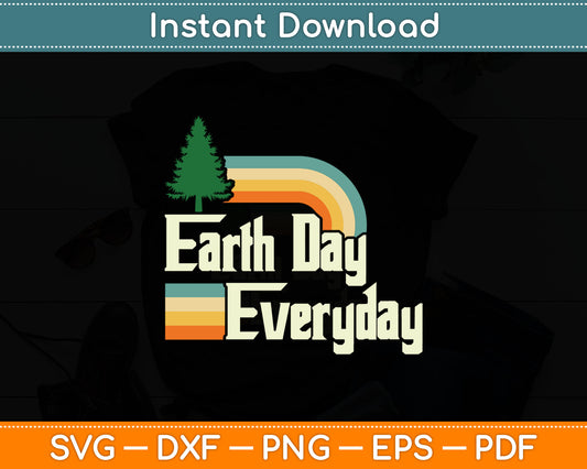 Cute Earth Day Everyday Retro Vintage Svg Digital Cutting File