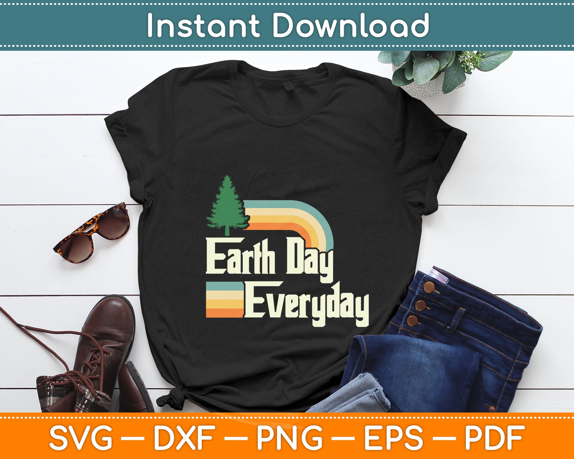 Cute Earth Day Everyday Retro Vintage Svg Digital Cutting File