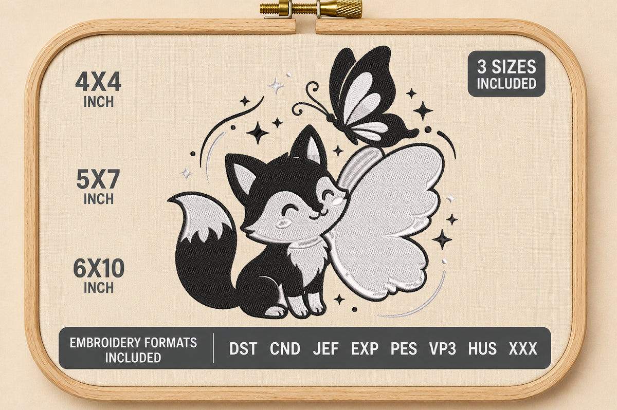 Cute Fairy Cat Embroidery Design