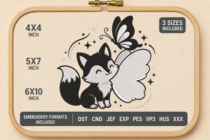 Cute Fairy Cat Embroidery Design