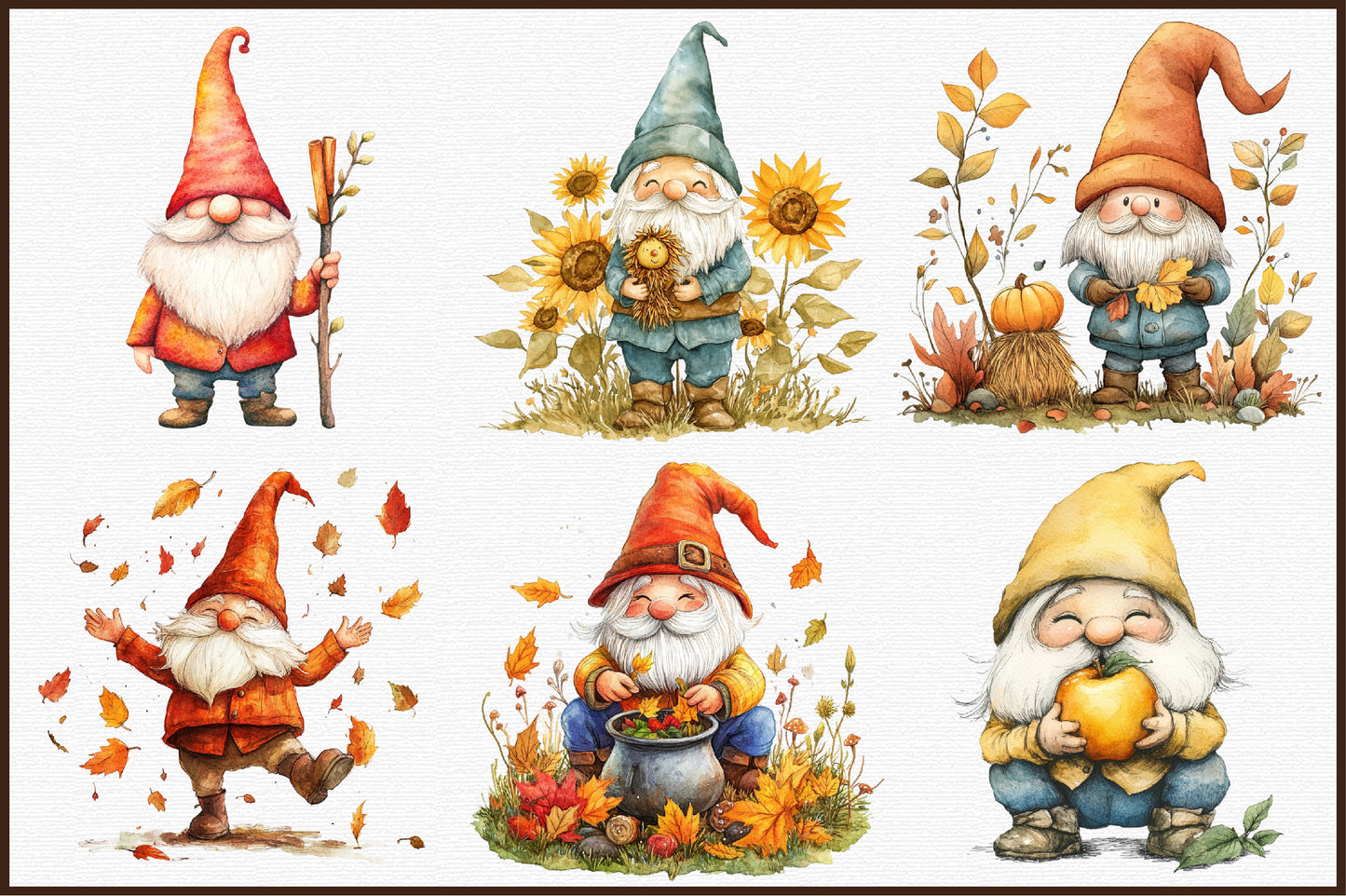 Cute Fall Gnomes PNG Bundle Autumn Gnome Clipart