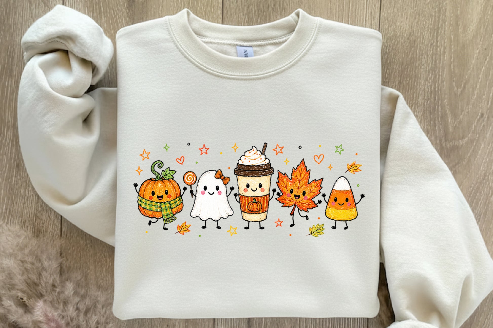 Cute Fall Halloween PNG Pumpkin Ghost Coffee Maple Leaf Candy Corn