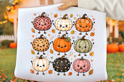 Cute Fall Pumpkin Characters PNG Autumn Pumpkin Sublimation Clipart