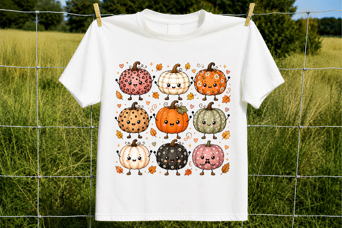 Cute Fall Pumpkin Characters PNG Autumn Pumpkin Sublimation Clipart