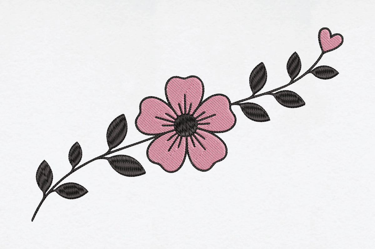 Cute Pink Flower Embroidery Design