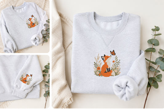 Cute Fox Embroidery Design – Adorable Fox Machine Embroidery Pattern, Woodland Animal & Nature Embroidery Design