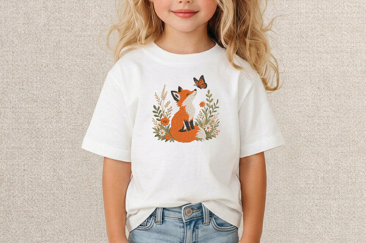 Cute Fox Embroidery Design – Adorable Fox Machine Embroidery Pattern, Woodland Animal & Nature Embroidery Design