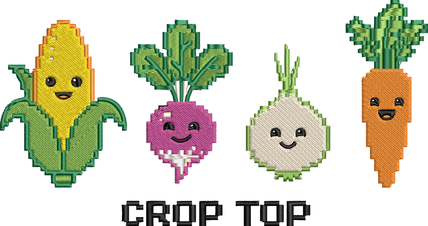 Cute Garden Veggie Embroidery Design, Adorable Vegetable Machine Embroidery Pattern, Cute Garden Vegetables Embroidery Design