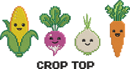 Cute Garden Veggie Embroidery Design, Adorable Vegetable Machine Embroidery Pattern, Cute Garden Vegetables Embroidery Design