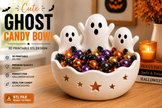 Cute Ghost Candy Bowl 3D STL File