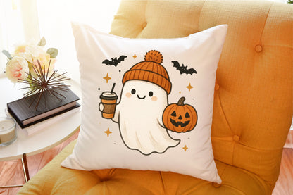 Cute Ghost Coffee Pumpkin Halloween PNG Sublimation