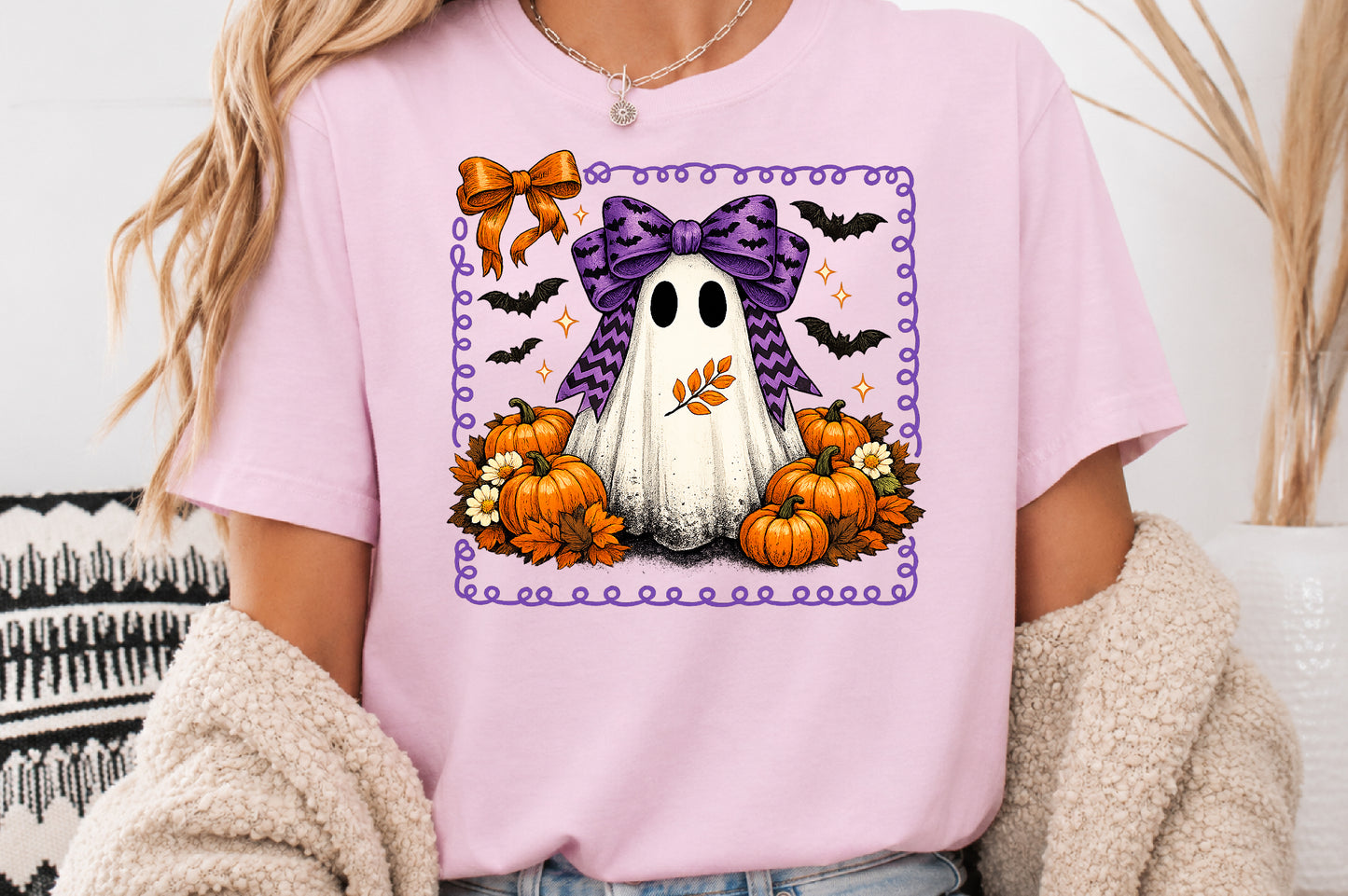 Cute Ghost Coquette Bow Halloween Sublimation PNG