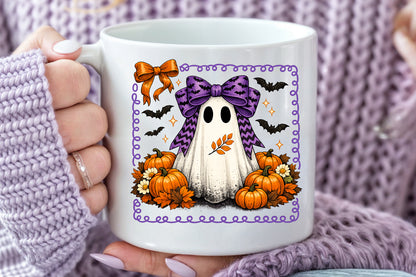 Cute Ghost Coquette Bow Halloween Sublimation PNG