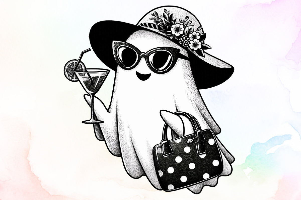 Cute Ghost Cocktail Halloween PNG Spooky Summer Clipart
