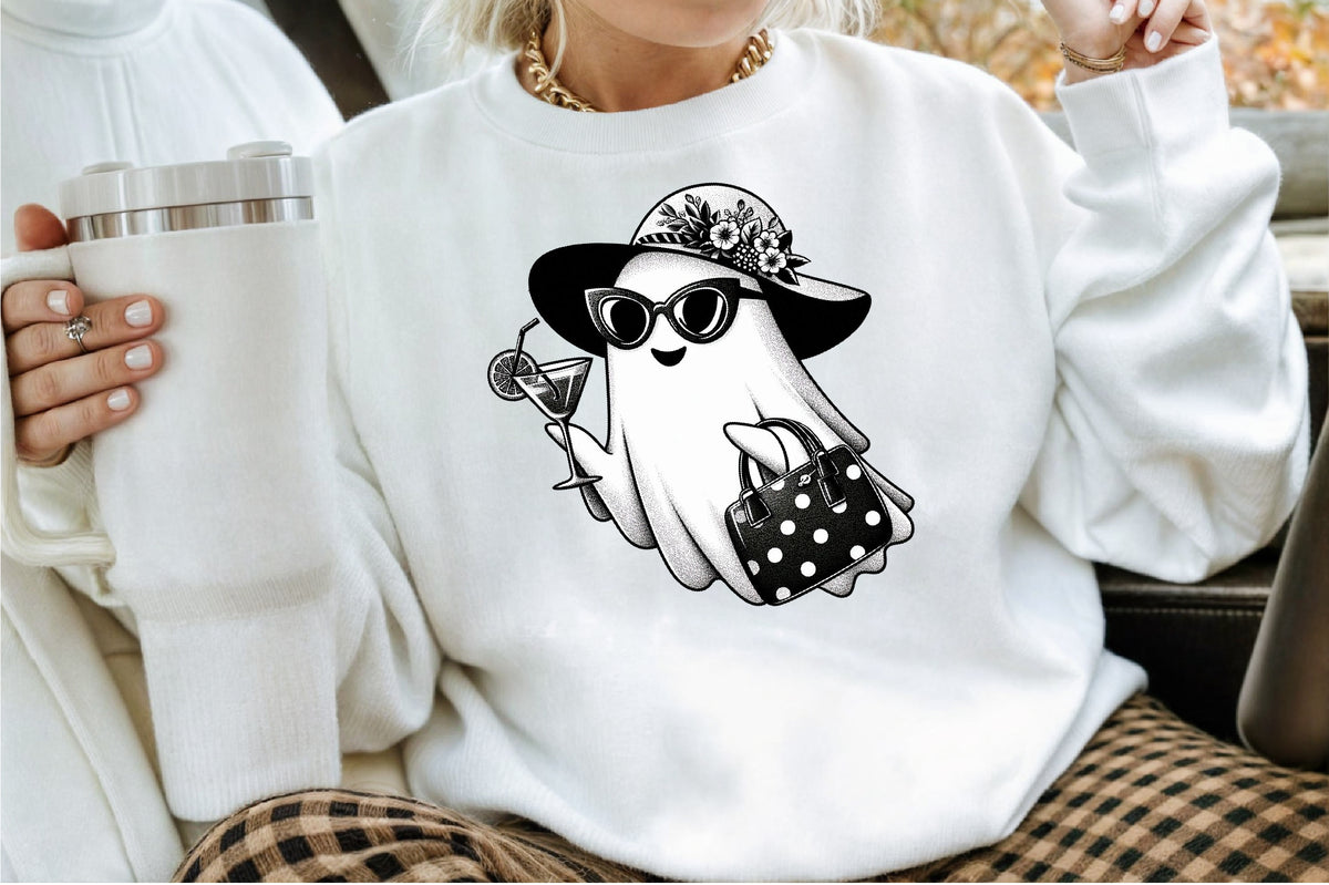 Cute Ghost Cocktail Halloween PNG Spooky Summer Clipart