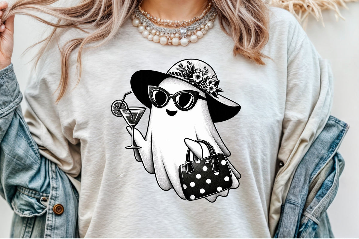 Cute Ghost Cocktail Halloween PNG Spooky Summer Clipart