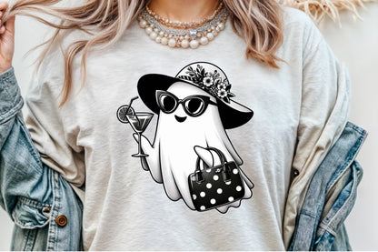 Cute Ghost Cocktail Halloween PNG Spooky Summer Clipart