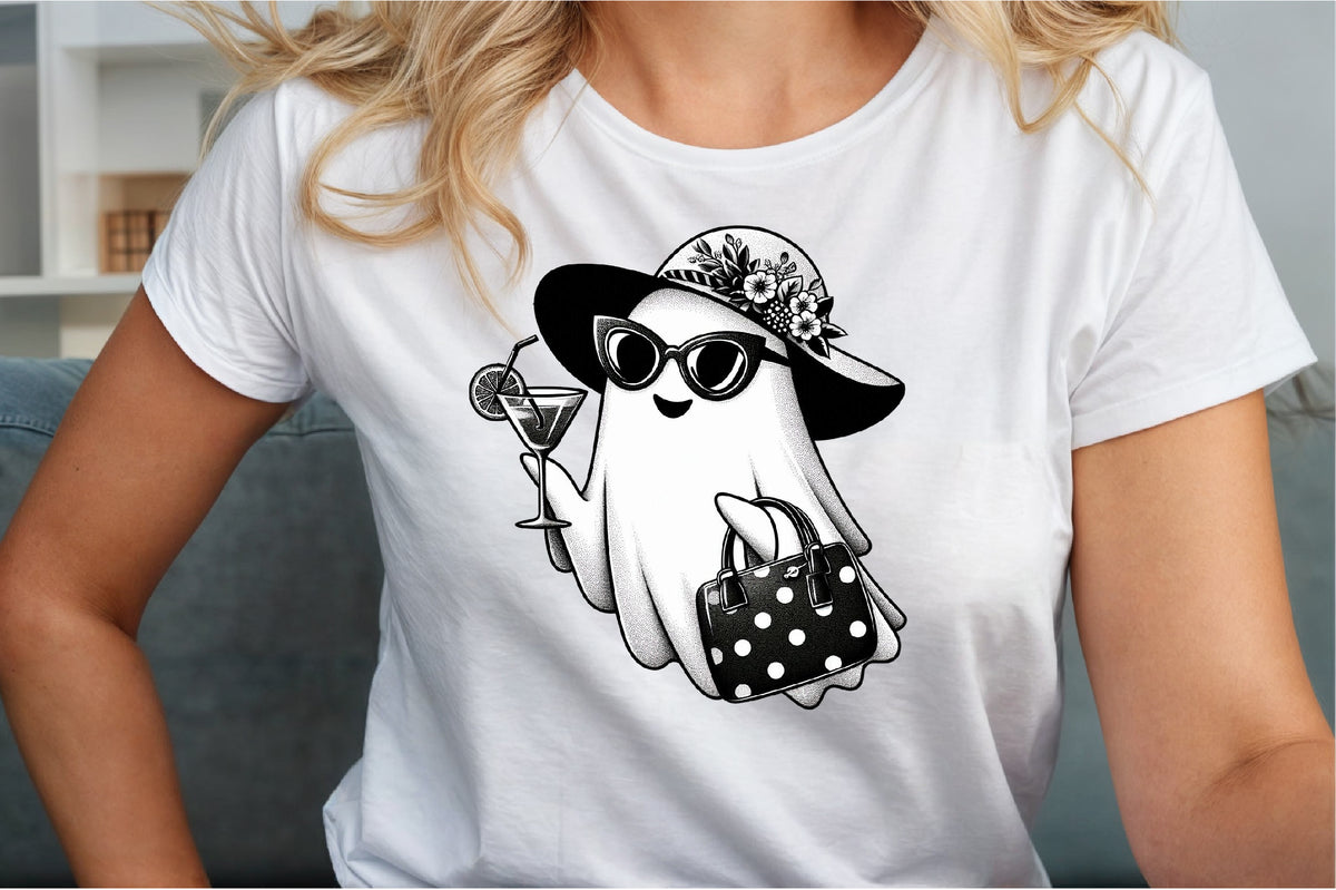 Cute Ghost Cocktail Halloween PNG Spooky Summer Clipart