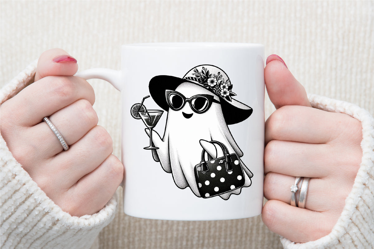 Cute Ghost Cocktail Halloween PNG Spooky Summer Clipart